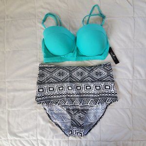 Geometric High Waist Plus Size Bikini